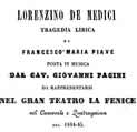 copertina del libretto originale del Lorenzino de' Medici di Giovanni Pacini
