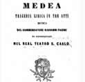 copertina del libretto originale della Medea di Giovanni Pacini