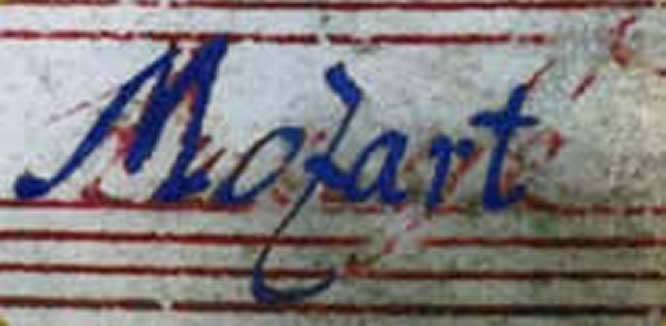 k297 particolare con la firma di Mozart sovrascritta a quella di Luchese