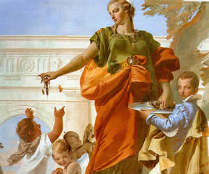 Tiepolo, Generosity Bestowing her Gifts, 1734, fresco, Villa Loschi Zileri dal Verme, Biron, Vicenza