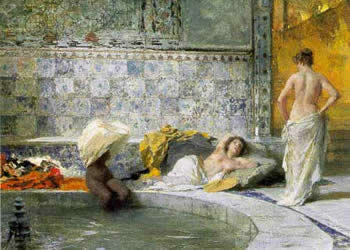 Domenico Morelli, Il bagno turco (1874-76), olio su tela, 32x52. Collezione privata